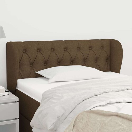  Vzglavje z u&amp;scaron;esi temno rjavo 103x23x78/88 cm blago, (20738243) Slike