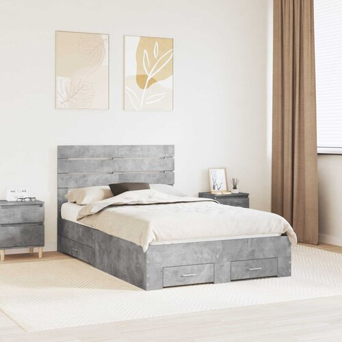  Krevetna konstrukcija s ladicama Betonski sivi 120 x 200 cm Slike