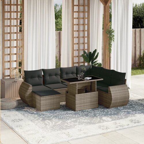 vidaXL 8-dijelni set vrtnih sofa od poliratana s jastucima sivi Cijene