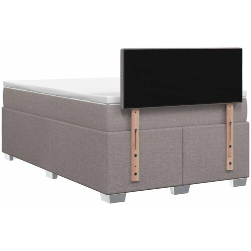  Krevet s box springom, madracem i LED-om Sivosmeđa 120 x 190 cm Slike