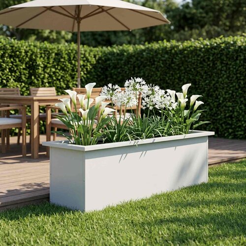  Vrtna posuda za sadnju s LED svjetlom Bijela 30 x 100 x 30 cm Slike