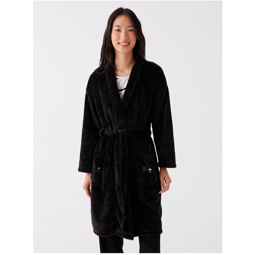 LC Waikiki Women&amp;#039;s Shawl Collar Embroidered Long Sleeve Plush Dressing Gown Slike