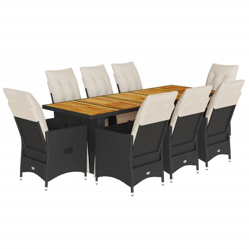 vidaXL 9-dijelni vrtni bistro set od poliratana s jastucima crni Cene