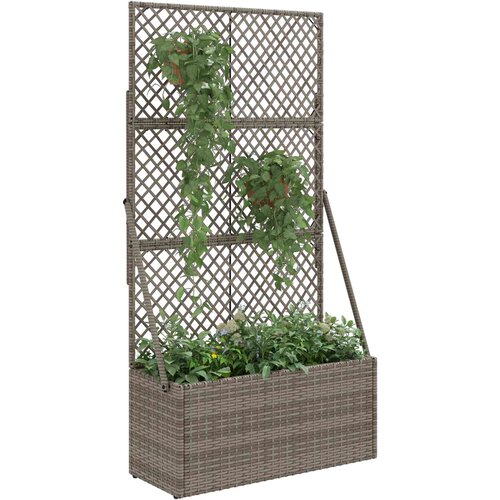  Vrtni saksija s re&amp;scaron;etkom Siva 70 x 30 x 135 cm poliratan Slike