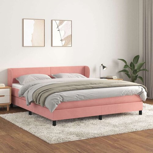  Box spring postelja z vzmetnico roza 160x200 cm žamet, (20791891) Cene