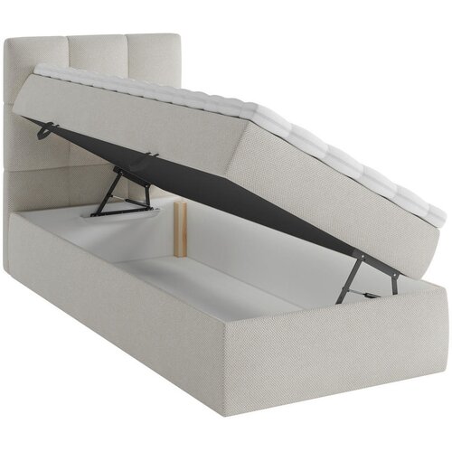 MID.YOU POSTELJA Z VZMETNICO 90 cm x 200 cm , les, tekstil, leseni material krem barve Slike