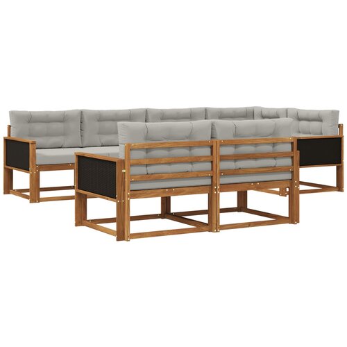vidaXL Zunanja garnitura za sedenje 7 pcs Naravna in svetlo siva, (5000282001) Cene