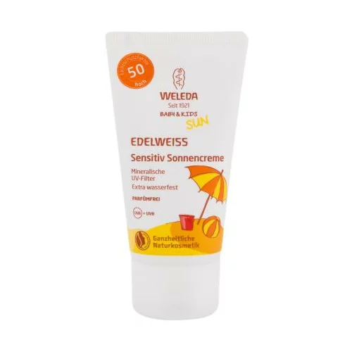 Weleda Baby & Kids Sun Edelweiss Sunscreen Sensitive SPF50 dječji losion za sunčanje za tijelo i lice 50 ml