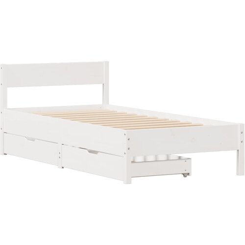 vidaXL Posteljni okvir z vzglavjem bel 90x190 cm trdna borovina, (21322086) Cene