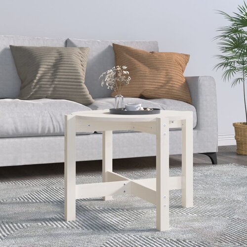 VidaXL Stolić za kavu bijeli &amp;Oslash; 62 5 x 45 cm od masivne borovine Slike