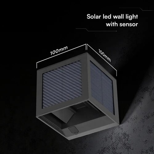  LED solarno zidno svetlo sa senzorom, LED/9W/3,7V, 3000/4000/6000K, IP65, 2600mAh, crna Slike