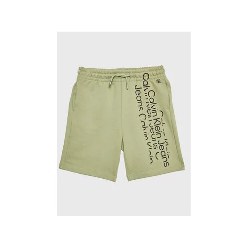 Calvin Klein Jeans Športne kratke hlače Repeat Inst. Logo IB0IB01500 Zelena Regular Fit