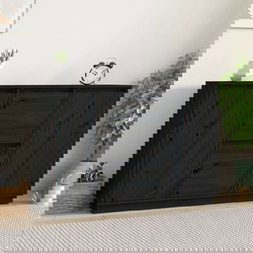  Komoda črna 111x34x75 cm trdna borovina, (20654168) Cene