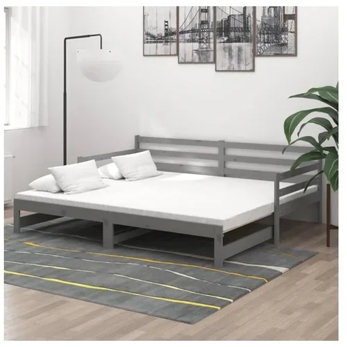  Izvlečna dnevna postelja siva trdna borovina 2x(90x200) cm