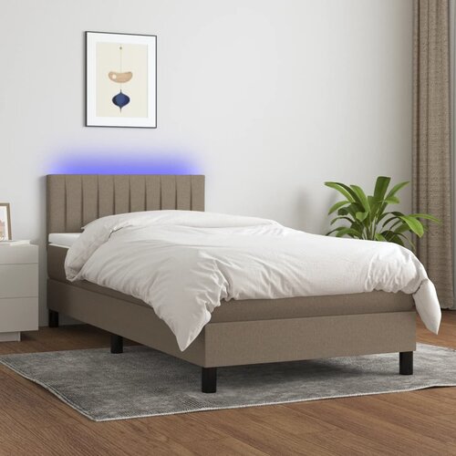  box spring s madracem LED smeđesivi 90x190 cm tkanina Cijene