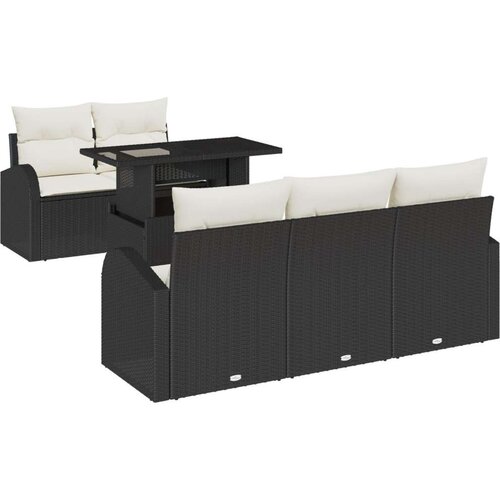  Set od 6 vrtnih sofa sa jastučićima Crni poli ratan Slike