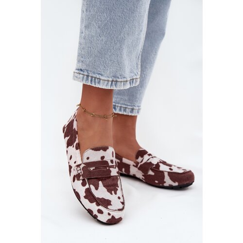 Boto Loafers Moccasins Women&amp;#039;s Flat In Patches Brown and White Soreline Slike
