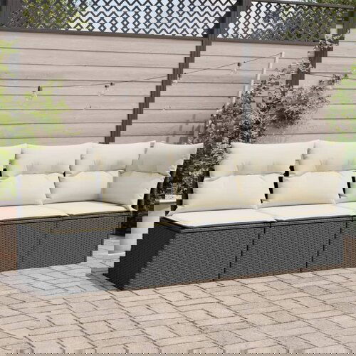 vidaXL Vrtni četverosjed s jastucima crni od poliratana Cijene