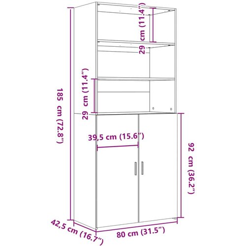 VidaXL Visoka komoda bijela 80 x 42,5 x 185 cm od konstruiranog drva Slike