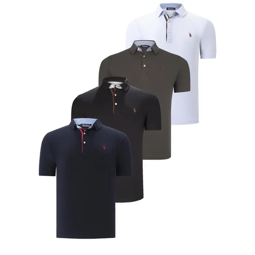 Dewberry QUAD SET T8582 MENS T-SHIRT-BLACK-WHITE-NAVY BLUE-KHAKI