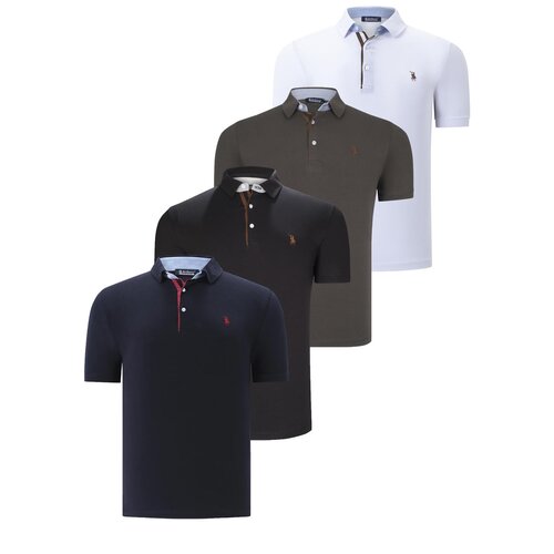 Dewberry QUAD SET T8582 MENS T-SHIRT-BLACK-WHITE-NAVY BLUE-KHAKI Slike