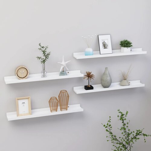 VidaXL Stenske police 4 kosi bele 60x9x3 cm Slike