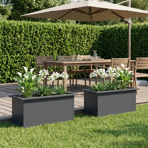  Vrtna posuda za sadnju s LED svjetlom 2 kom. Antracit - Antracit 30 x 60 x 30 cm 2 Slike