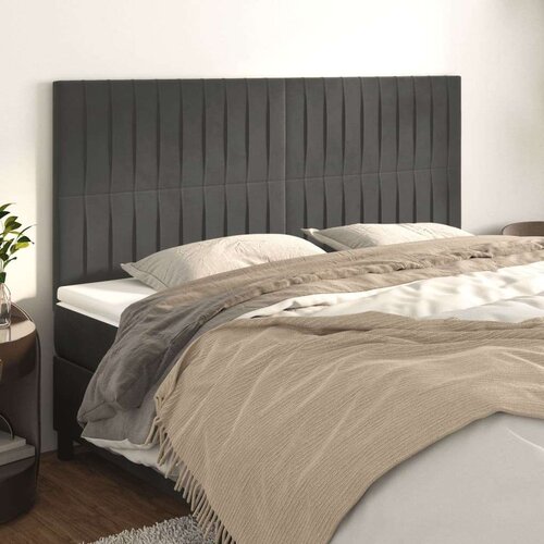  Posteljno vzglavje 4 kosa temno siv 100x5x78/88 cm žamet, (20735422) Slike