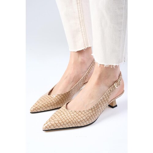 Mio Gusto Nancy Beige Color Open Back Short Heeled Shoes Slike