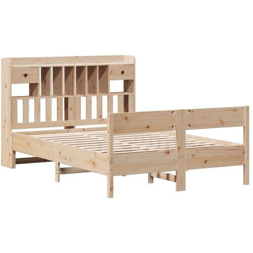 VidaXL Krevet s regalom za knjige bez madraca 135x190 cm od borovine Slike