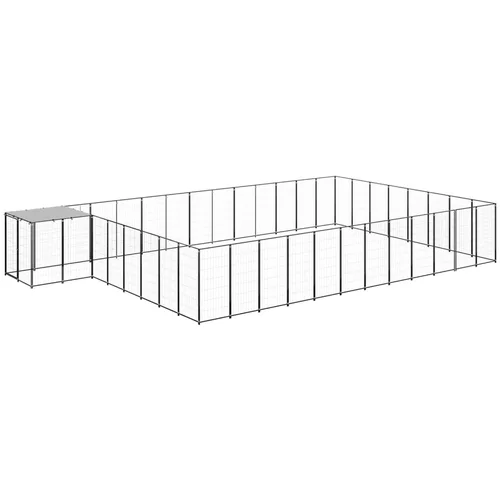 vidaXL kavez za pse crni 30,25 m² čelični
