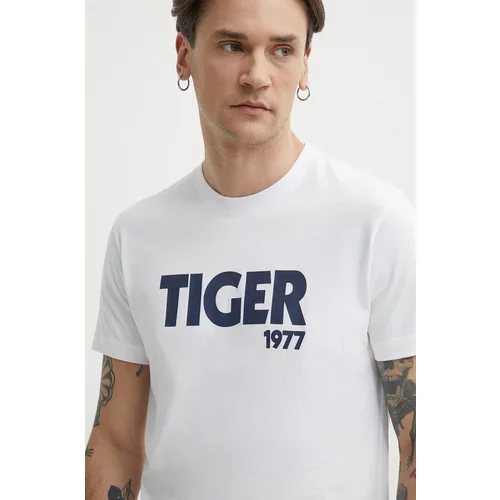 Tiger of Sweden Bombažna kratka majica Dillan moška, bela barva, T65617038