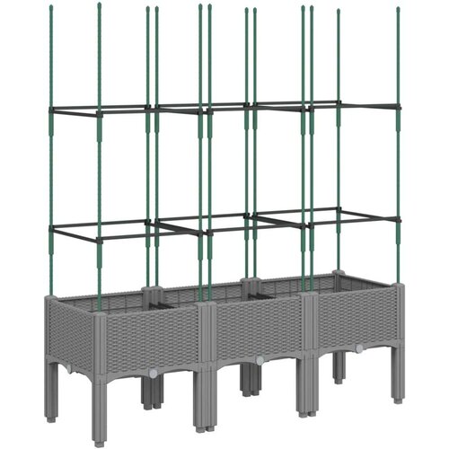  Vrtna sadilica s re&amp;scaron;etkom svjetlosiva 120 x 40 x 142 5 cm PP Slike