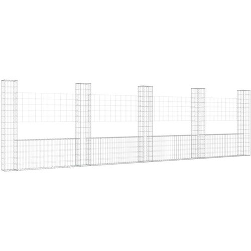 VidaXL Gabionska ko&amp;scaron;ara U-oblika s 5 stupova 500x20x150 cm željezna Slike
