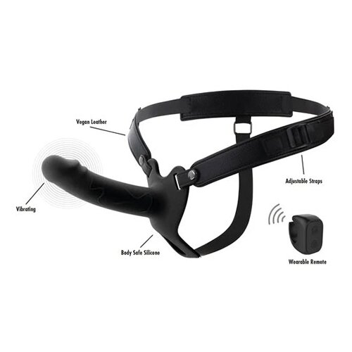 Hidden Desire Inferno Vibrating Silicone Hollow Penis Strap-On with Remote 16cm Black Slike
