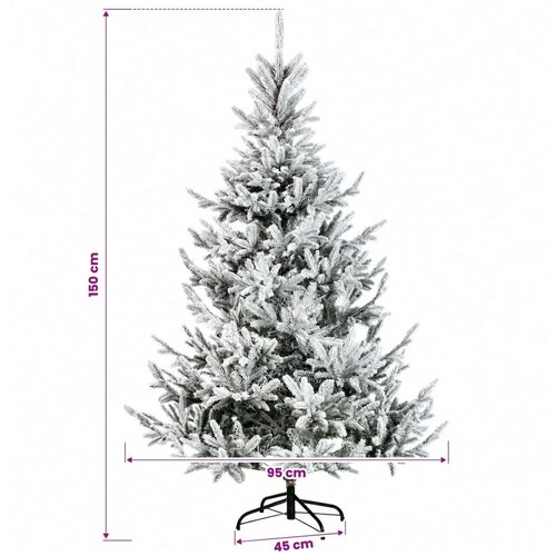  Umjetno božićno drvce s nogom 150 cm PVC i metal - Zelena i bijela 150 cm bez LED svjetala Slike
