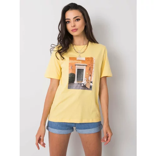 Fashion Hunters Žluté tričko s módním potiskem