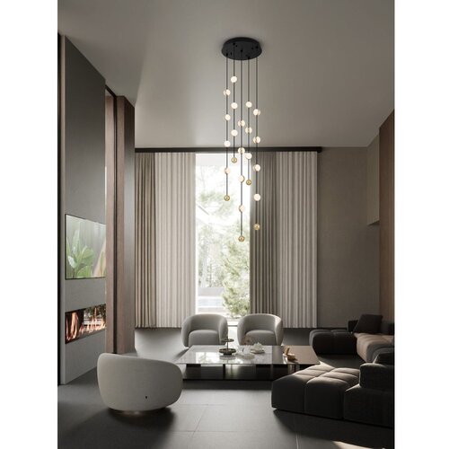 Nova Luce Mat crna LED viseća svjetiljka aluminijska s mogućnosti zatamnjivanja sa sjenilom od akrilnog stakla &amp;oslash; 38 cm Alcinoe &amp;ndash; Slike