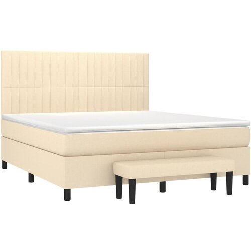  Krevet s oprugama i madracem krem 180x200 cm od tkanine Slike