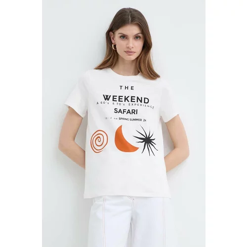 Weekend Max Mara Bombažna kratka majica ženski, bež barva