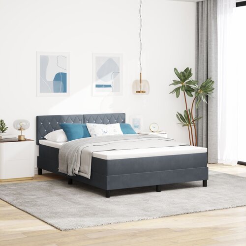 VidaXL Box Spring Krevet s Madracem i LED Osvjetljenjem Tamno Siva 140x190 cm Bar&amp;scaron;un Slike