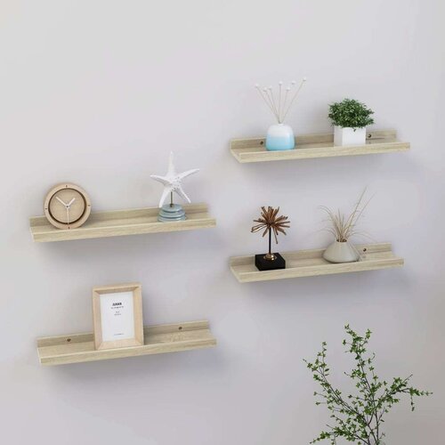  Zidne police 4 kom boja hrasta sonome 40 x 9 x 3 cm Slike