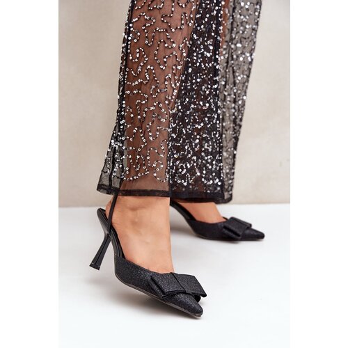 FG2 Shiny High Heels With Bow Black Gredan Slike