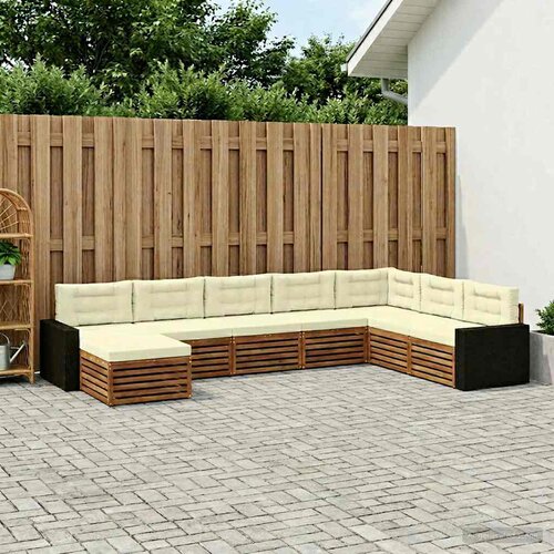  Set vanjskih sofa 8 kom. Prirodna i krem Čvrsto drvo akacije Cijene