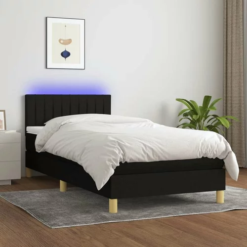  Box spring postelja z vzmetnico LED črna 80x200 cm blago, (20900832)
