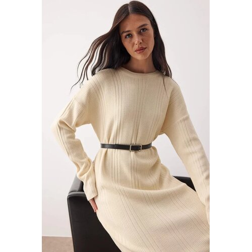 Trendyol Modest Ženska haljina Tctaw26Eb00056, Krem Slike