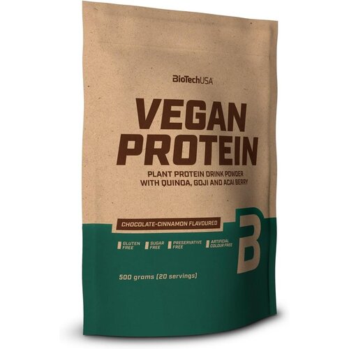Biotechusa vegan protein - biljni proteinski prah za mišićni razvoj - čokolada, cimet 500g Slike