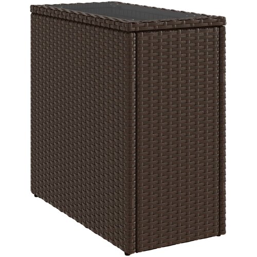  Vrtni pomoćni stolić sa staklenom pločom smeđi 58x27,5x55 cm Slike
