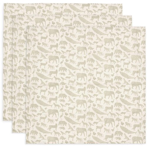 Jollein 3 dijelni set tetra pelena 70x70 animals olive green Slike