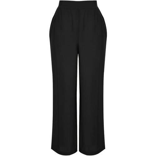 Trendyol Curve Black Wideleg Woven Trousers Cene